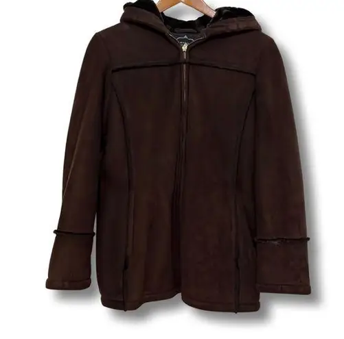 1 Madison Brown Faux Fur Coat with Hood