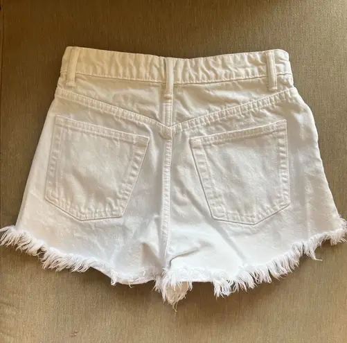 ZARA white ripped denim shorts