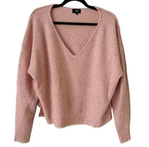 Line Light Pink Wool Cashmere Blend Boxy V Neck Oversized Sweater Size Medium