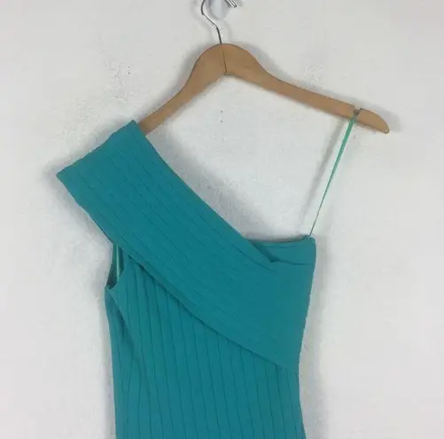 by the way. Diana Aqua Blue Ribbed One Shoulder Asymmetric Mini Dress Small