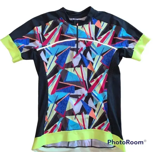 Sweaty Betty  Geometric Print Retro Style Cycling Bike Top size XL