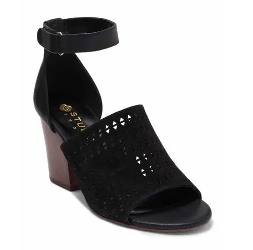 Isola Lesley Leather Peep Toe Sandals Black Sz 7