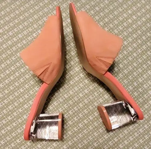 Katy Perry clear chunky heel slides