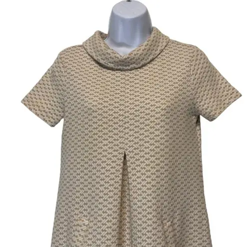 Tyler Boe XS Kim Cowl Neck beige White Geometric 3/4 Sleeve Pocket Dress
