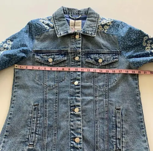 Avec Les Filles Anthropologie | Patchwork Light Wash Boho Denim Jacket Medium