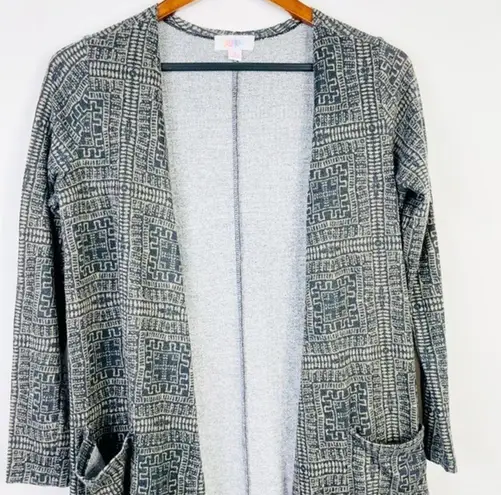 LuLaRoe  Sarah Duster Cardigan Gray Striped Long Sleeve Open Front‎