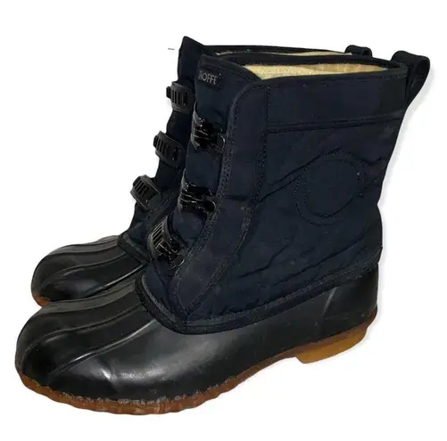 Roffe Vintage Black Low Removable Fur Lined Winter Rain Duck Boots Size 7