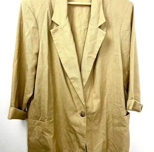 Vintage 80s Beige Oversized Blazer, Retro Power Suit, Women’s Jacket” Tan Size M