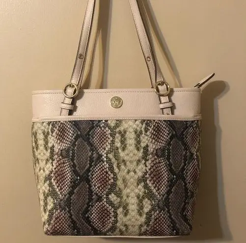 Anne Klein Neutral Snake Print Shoulder Tote Bag, Like New!