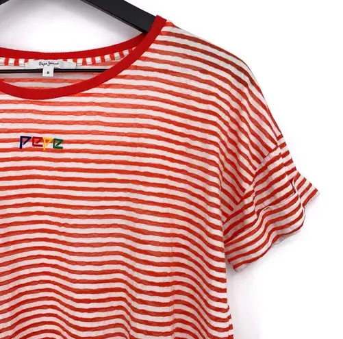 Pepe Jeans Sasha T-Shirt Red White Stripe M