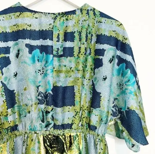 Ark & Co. Floral Watercolor Keyhole Tassel Flutter Peasant Mini Dress Size Small