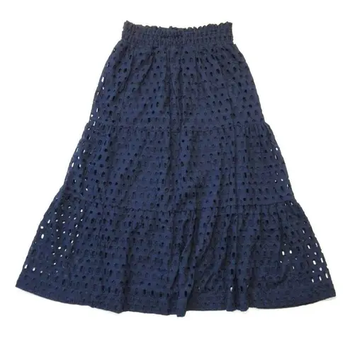 Anthropologie NWT by  The Somerset Maxi Skirt: Eyelet Edition in Navy M