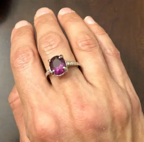 Amethyst New Oval Sterling Silver Ring Size 7