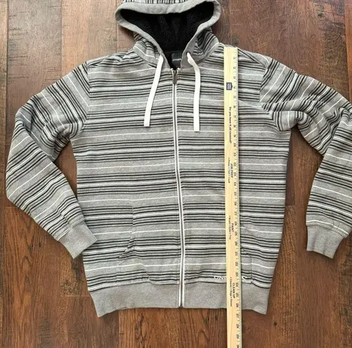 O'Neill O’NEILL grey striped zipper hooded jacket, fleece lined, size M