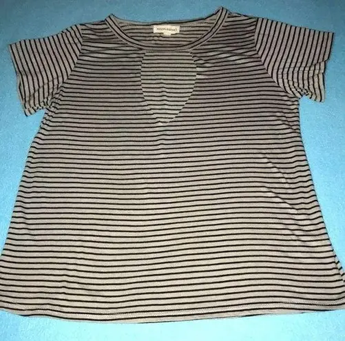 Dance & Marvel cutout chest striped top slinky short sleeve stretchy NEW size S