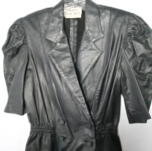 Vintage Rickie Freeman For Teri Jon Black Leather Dress