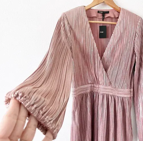 Maje Rixo Plissé Dress in Pale Pink