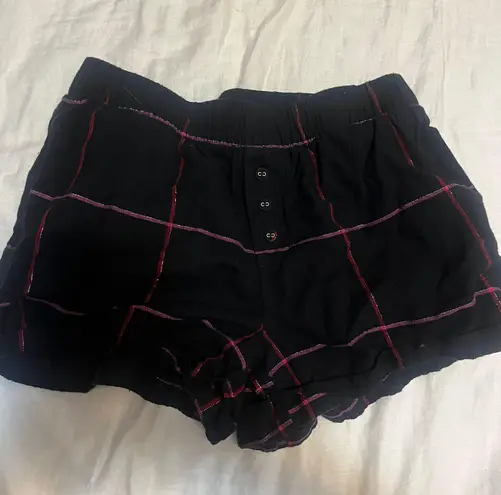 Plaid Pajama Shorts Black Size XS