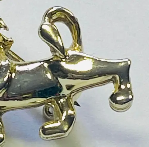 Gold Tone Lion Pin Brooch Green Rhinestone Eyes VERY SMALL Zoo Animal Vintage