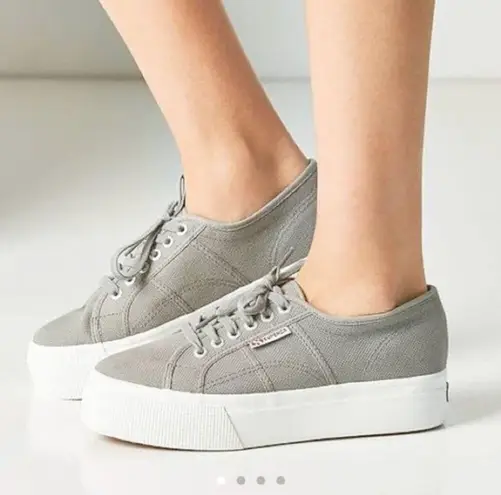 Superga  2790 Platform Sneakers Womens 7US Gray Canvas Cotton Lace Up