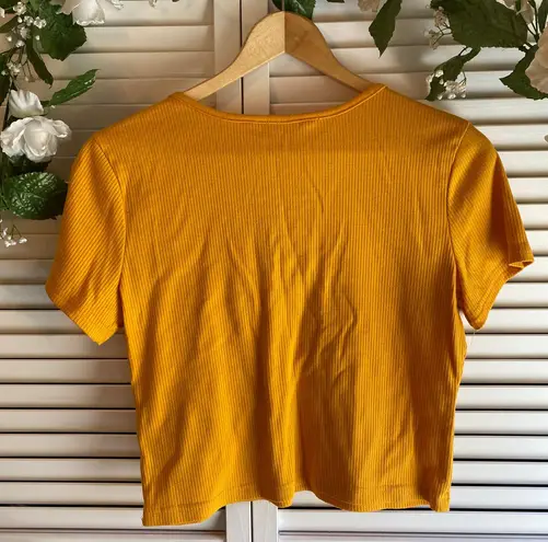 Hot Kiss Mustard Tie-Up Crop Top