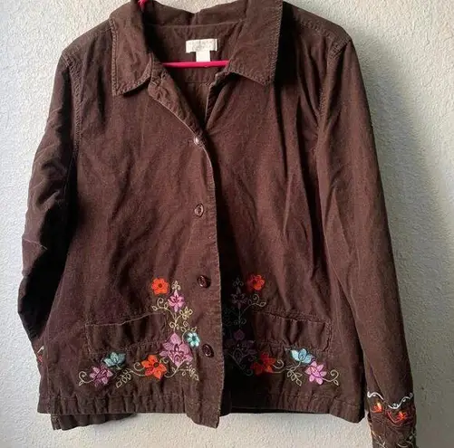 Christopher & Banks  Sweater Jacket Women Large Floral Button Up Granny Core