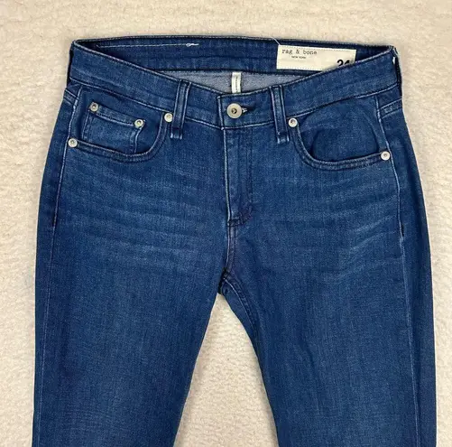 Rag and Bone  Womens 24 Dre Low Rise Slim Boyfriend Jean Calimet Blue Stretch 28X31