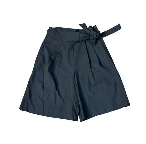 Rebecca Taylor Black Wide Leg Shorts Size 8 Wool 50's 60's Wrap Skort Walking