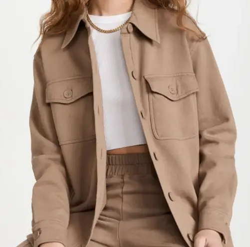 Good American Tan Fleece Shacket