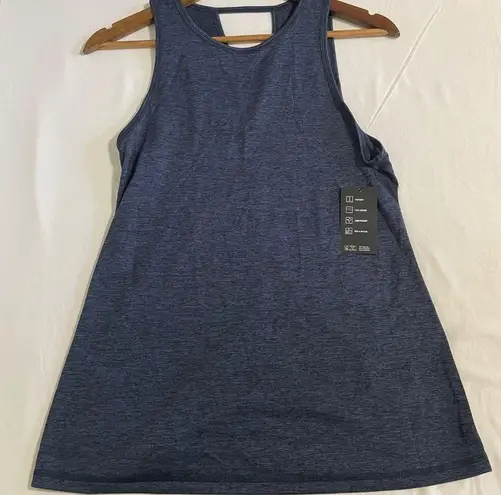 Ideology ID  Essentials Heathered Blue Black Keyhole Back Tank Top NWT Size Small