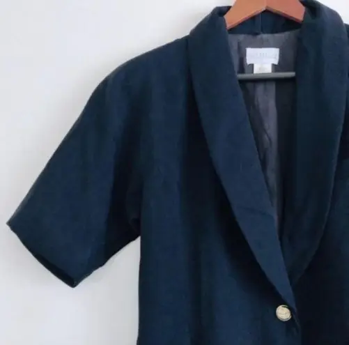 Nordstrom  Long Jacket 6 Wool 70s Vintage Navy Blue Retro Pinup Form Fitting