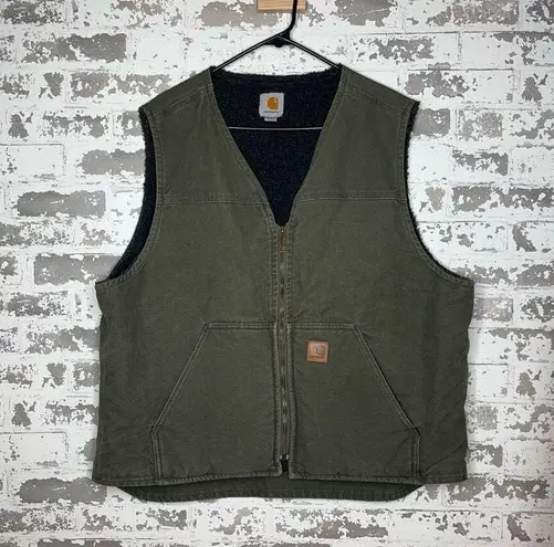 Carhartt  | unisex olive green vest fuzzy lining