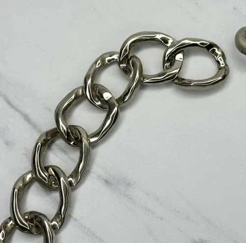 The Bar Chunky Silver Tone Metal Chain Link Belt Size XS Small S