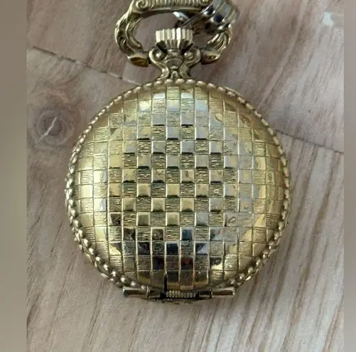 Wittnauer Pocket Watch Super Rare Mechanical Gold Dial Checkered Case Works