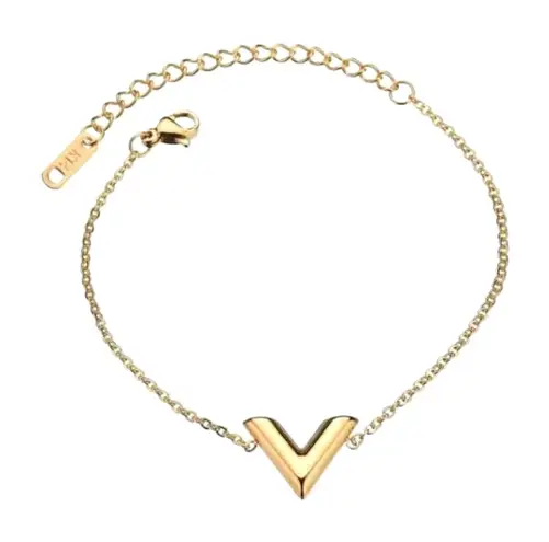 Boutique Dainty Yellow Gold Filled V-Shape Bracelet, 7-9”