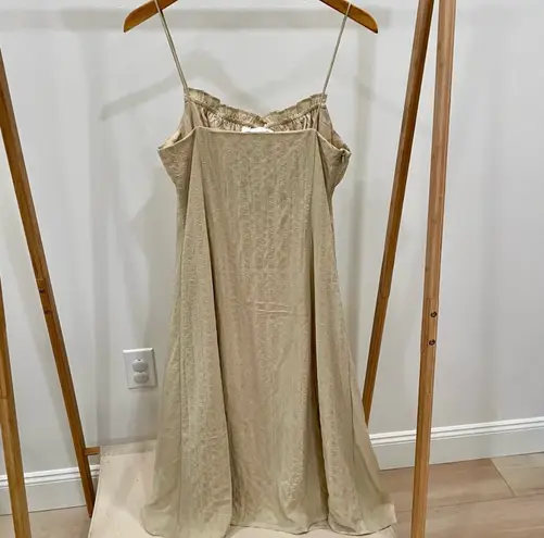 Oak + Fort Textured Ruffle Button Front Maxi Sun Dress in Beige - S