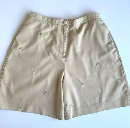 Coral Bay Golf Shorts Tan Embroidered Design Size 30 Sporty Lightweight Preppy