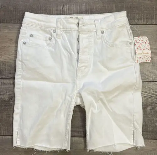 Free People  Avery Bermuda White Denim Shorts