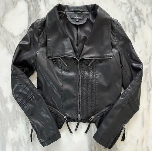 Lulus  Up on a Tuesday Black Vegan Leather Jacket • Sz S • NWOT