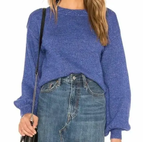 Tularosa  sweater cobalt blue knit balloon sleeves crewneck long sleeve chunky