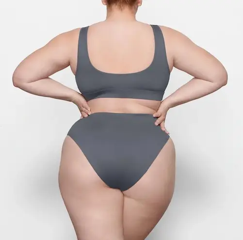 SKIMS Signature Swim Mid Waist Bottom Gunmetal