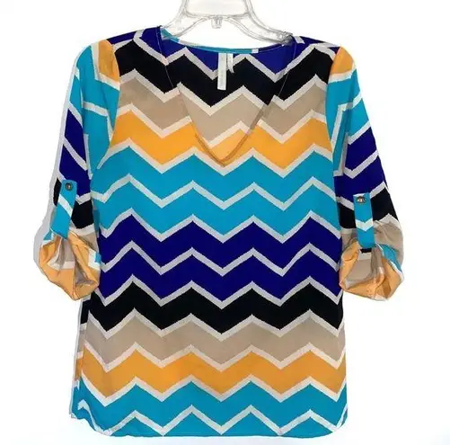 Hello Miss  Multicolor Chevron Blouse Small