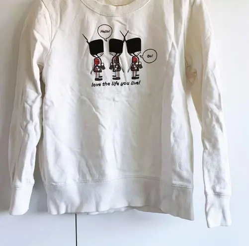 Crew Sweater Queens Guard Soldier Print in Ivory Size 4