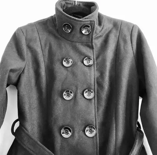 Outer Edge Peacoat Jacket L NWT Thick Knit Black Waist Tie Warm Winter Cozy Fall Size L