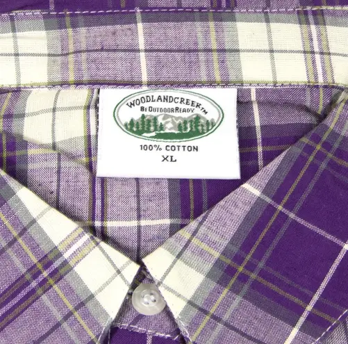 Woodland Creek Women's Long Sleeve Purple Plaid Shirt, XL