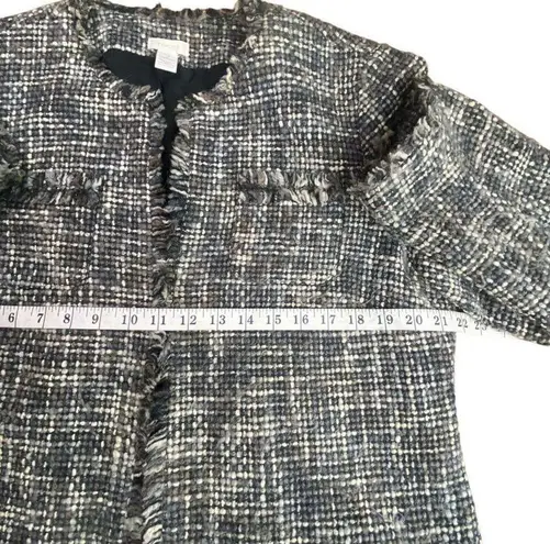 Chico's  Tweed Blazer Jacket Frayed Edges Textured Chic Office Wear