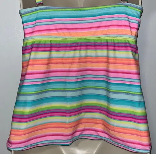 kim rogers  Twist Front Tankini Swim Top Multicolored Sherbet Stripe Women’s M