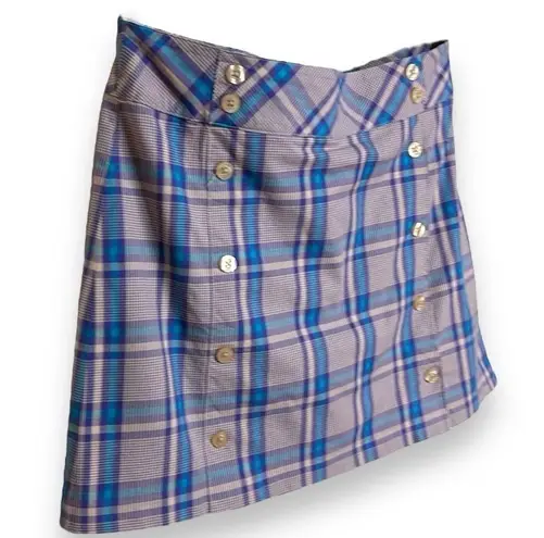 Lady Hagen  Women’s Plaid Golf Skirt Skort Button Detail Purple Tan Size 8