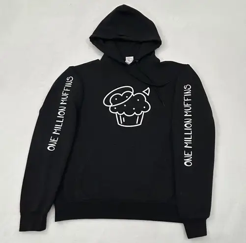 One Million Muffins Black Pullover Graphic Skate Hoodie Sweatshirt Adult Size S