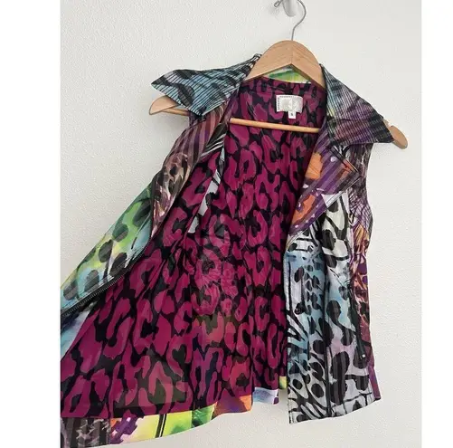 Alberto Makali VTG Y2K Sleeveless Moto Vest S Soft Grunge Butterfly Colorful Zip